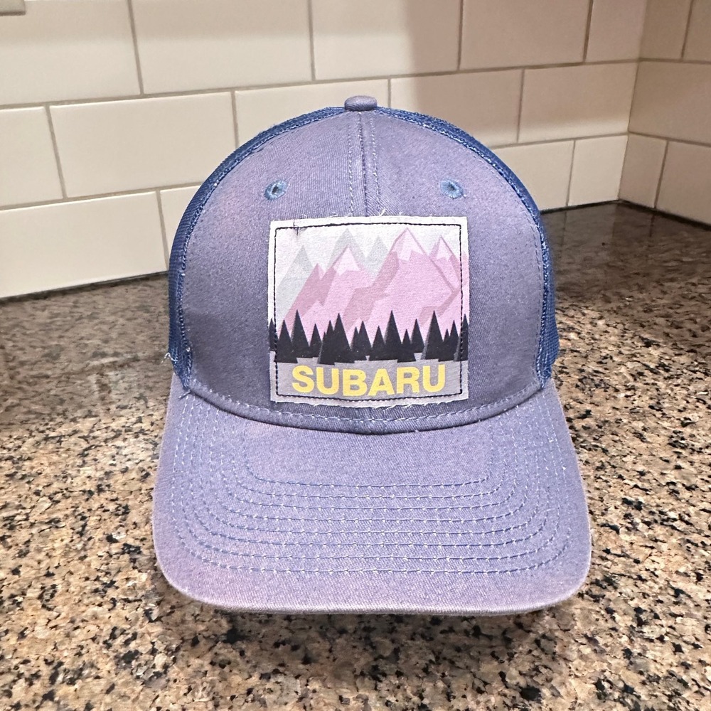 Subaru Mountain Patch Mesh Back Hat Blue Lavender Outdoor